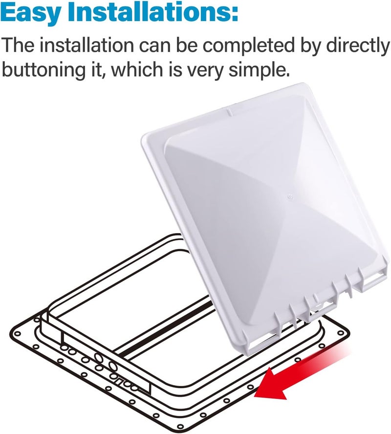 HOMEE Rv Roof Vent Cover Replacement 13 x13 inch Universal White Vent Lid for Camper Trailer Motorhome Bathroom, 1 Pack - Image 5